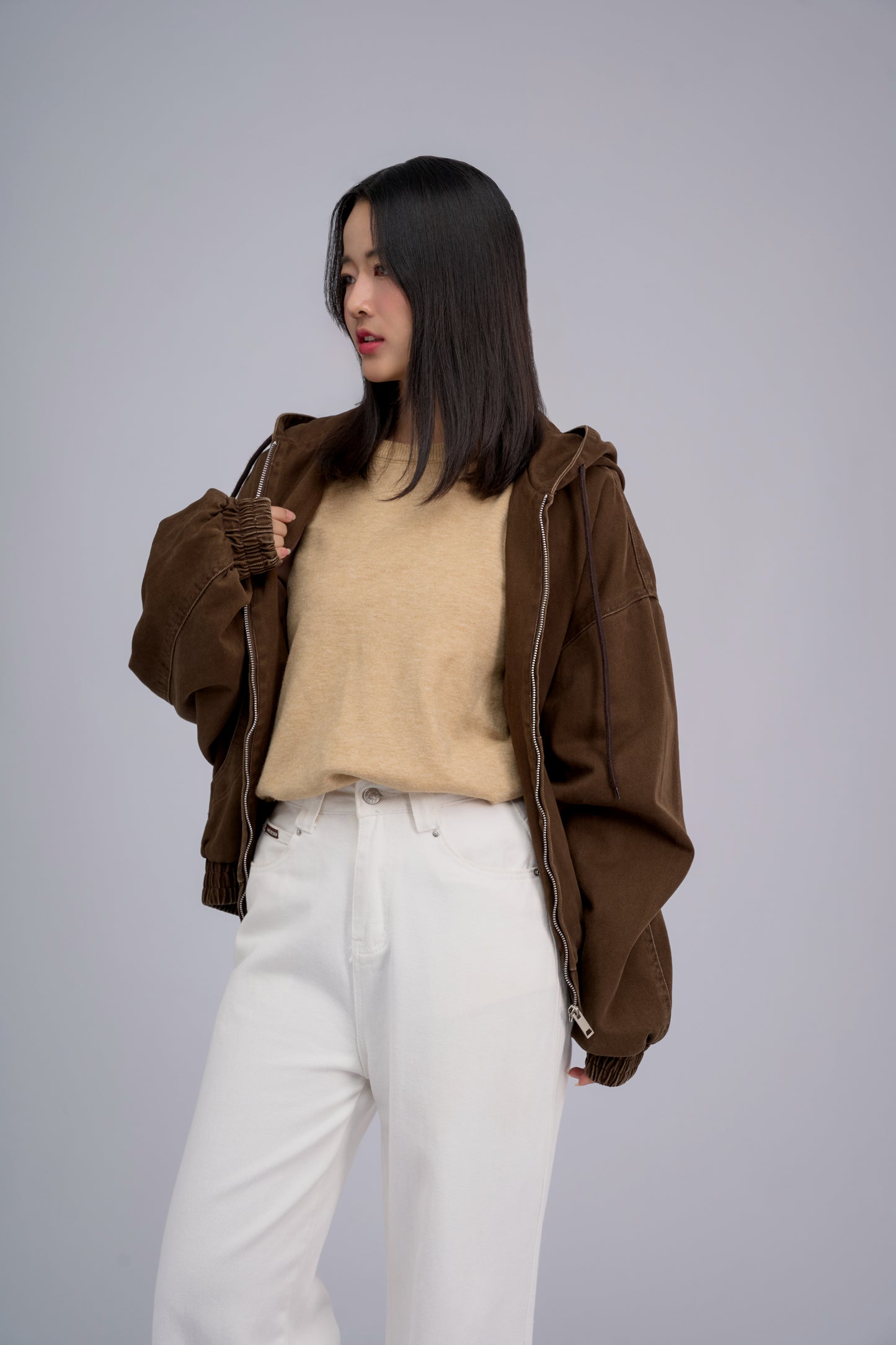 FILLIPJ Zip-through Hoodie Jacket - BLACK BROWN
