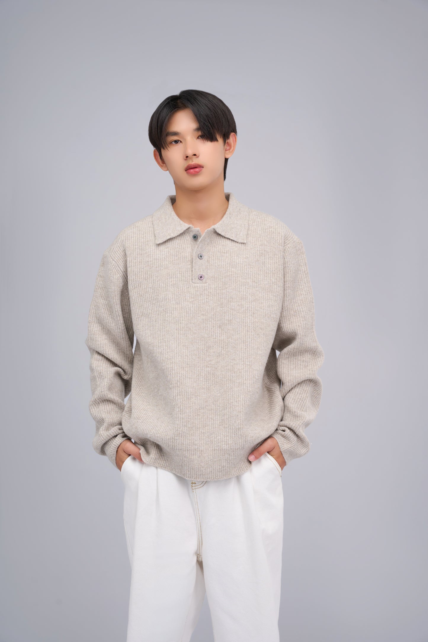 FILLIP J Long-sleeve polo knit sweater