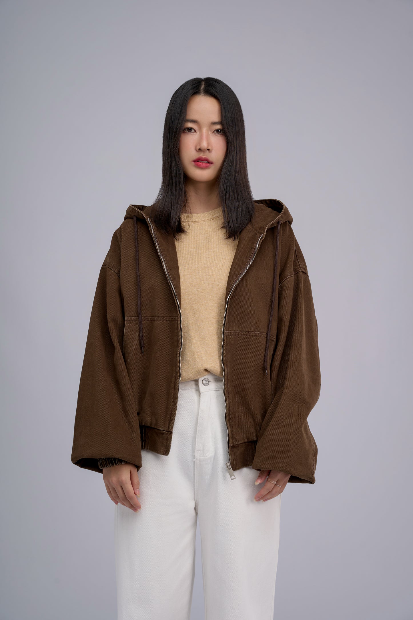 FILLIPJ Zip-through Hoodie Jacket - BLACK BROWN
