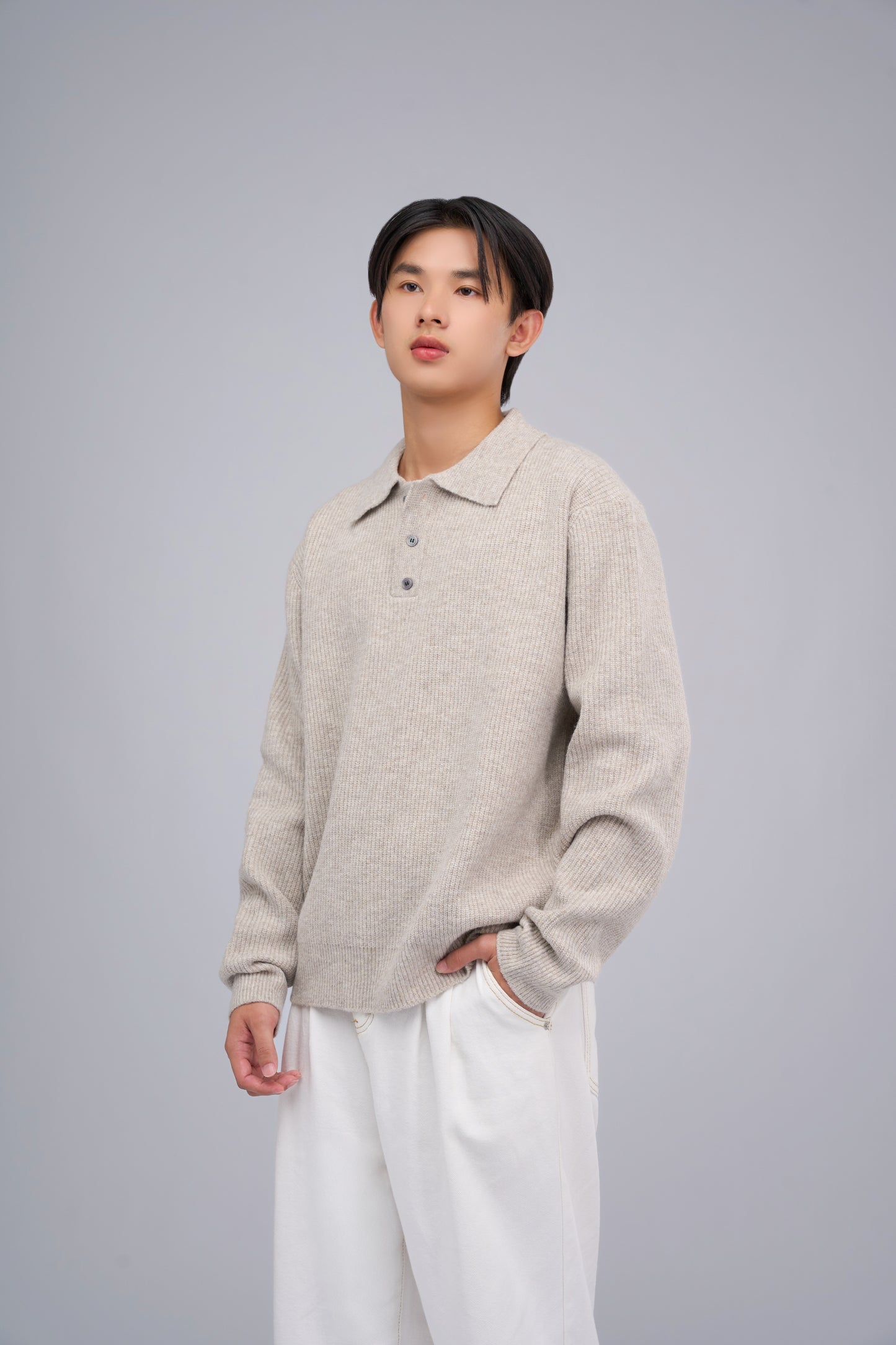 FILLIP J Long-sleeve polo knit sweater