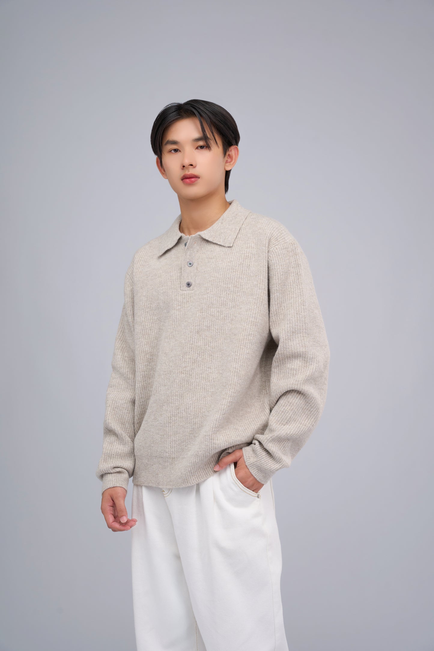 FILLIP J Long-sleeve polo knit sweater