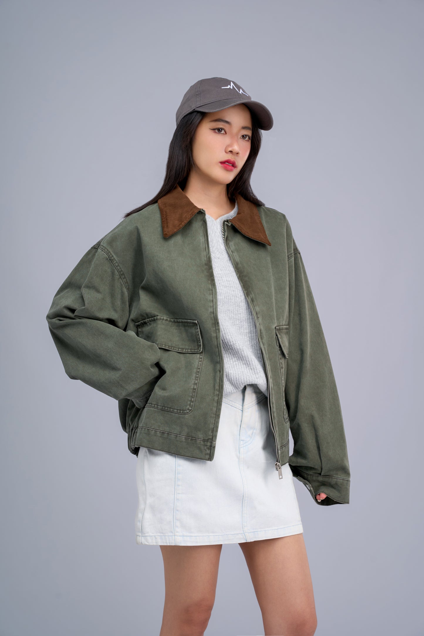FILLIPJ Washed Cotton Jacket, Contrast Collar