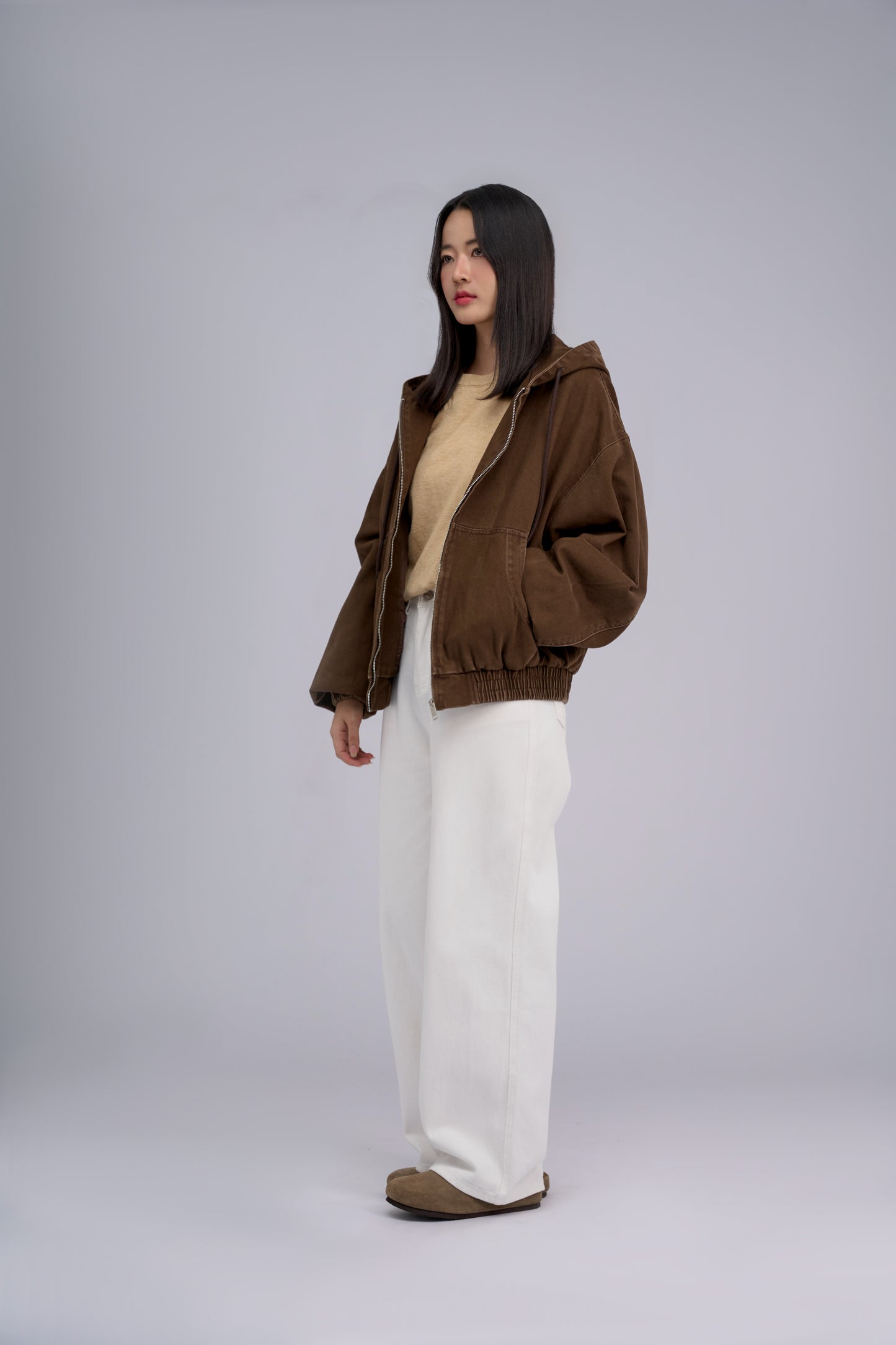 FILLIPJ Zip-through Hoodie Jacket - BLACK BROWN