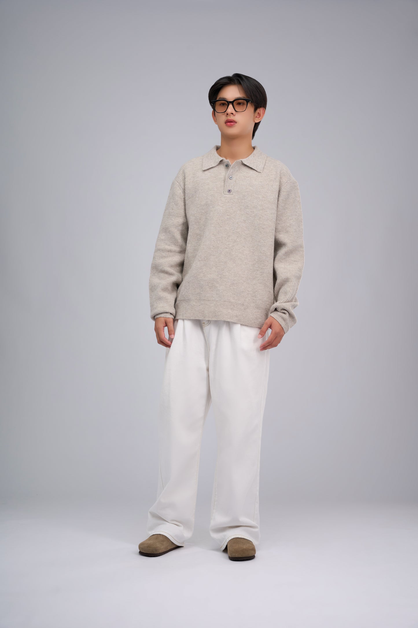 FILLIP J Long-sleeve polo knit sweater