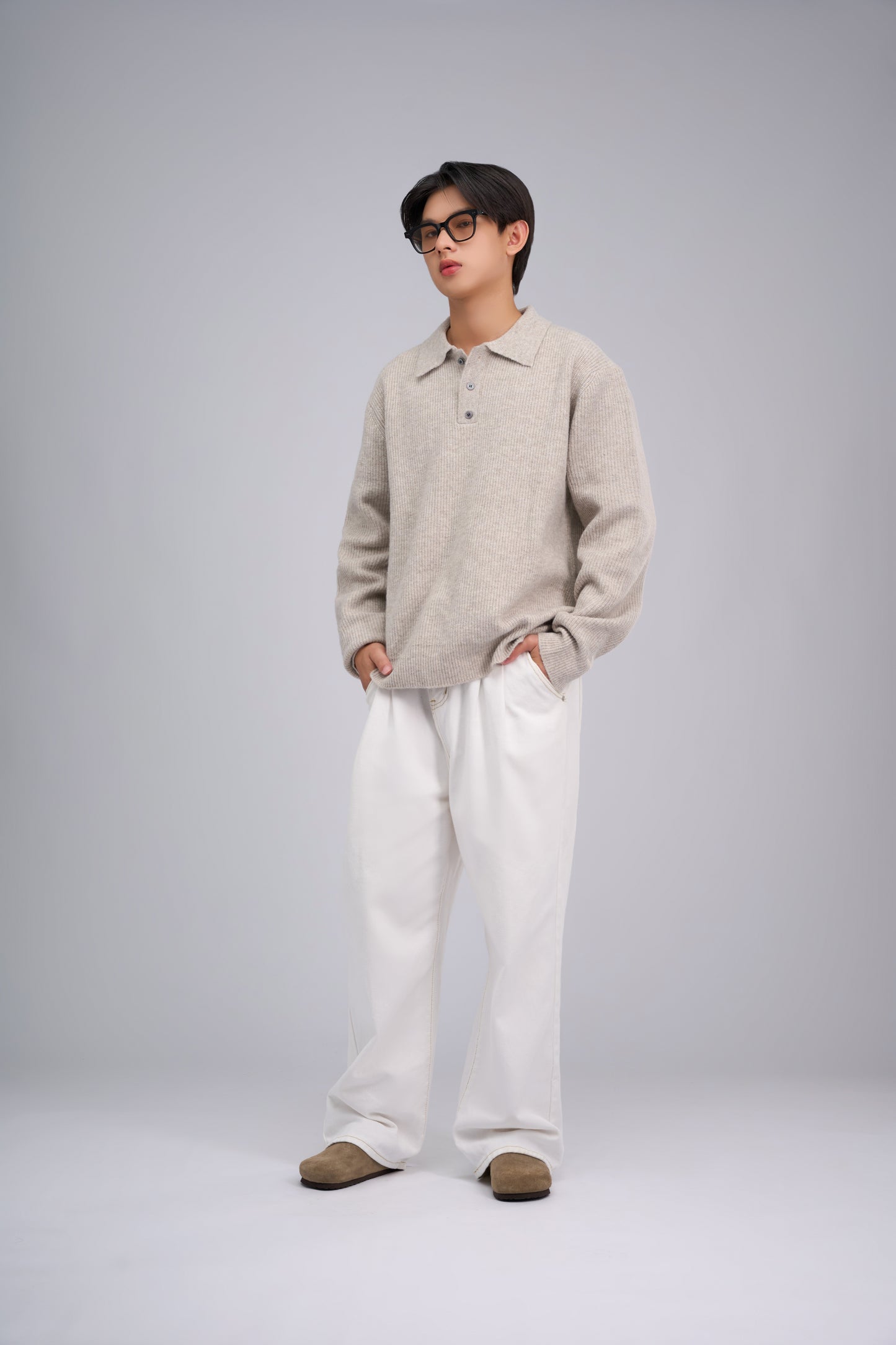 FILLIP J Long-sleeve polo knit sweater