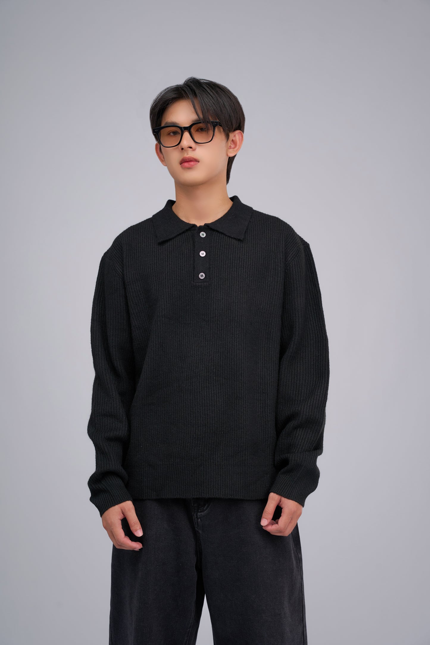 FILLIP J Long-sleeve polo knit sweater