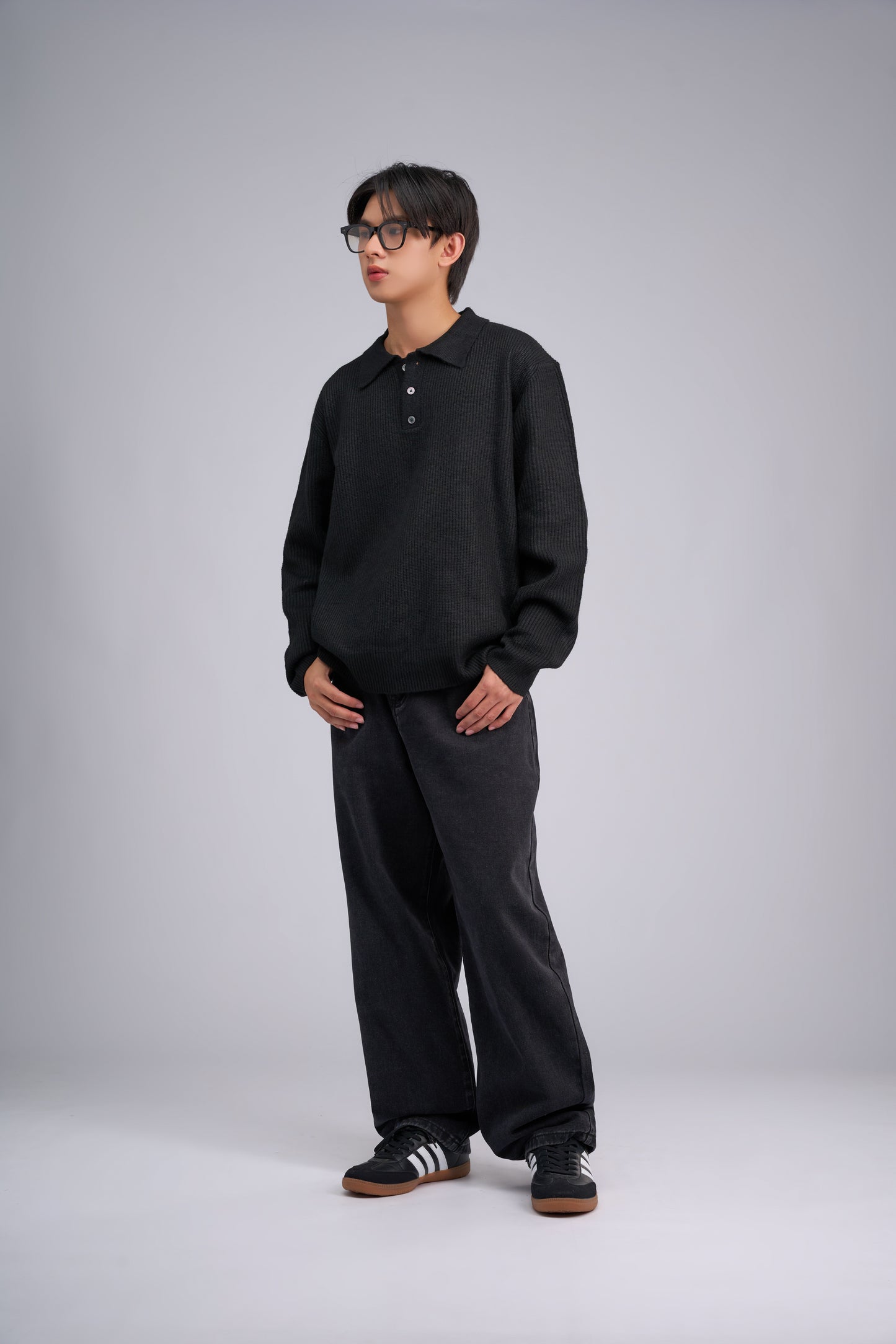 FILLIP J Long-sleeve polo knit sweater