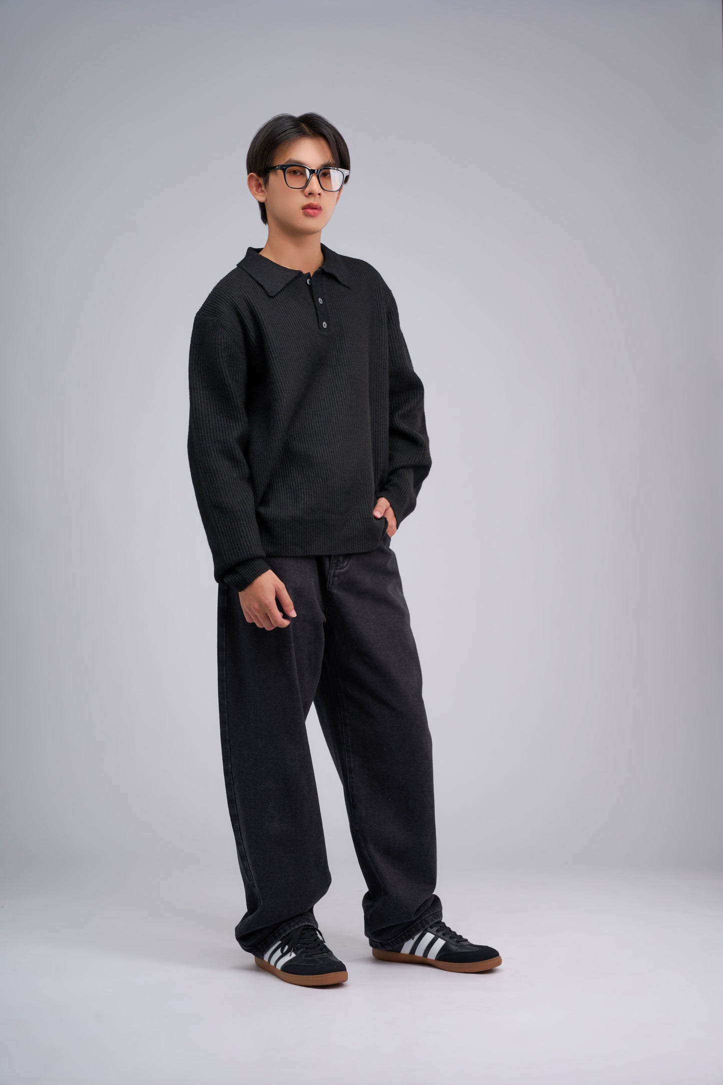 FILLIP J Long-sleeve polo knit sweater