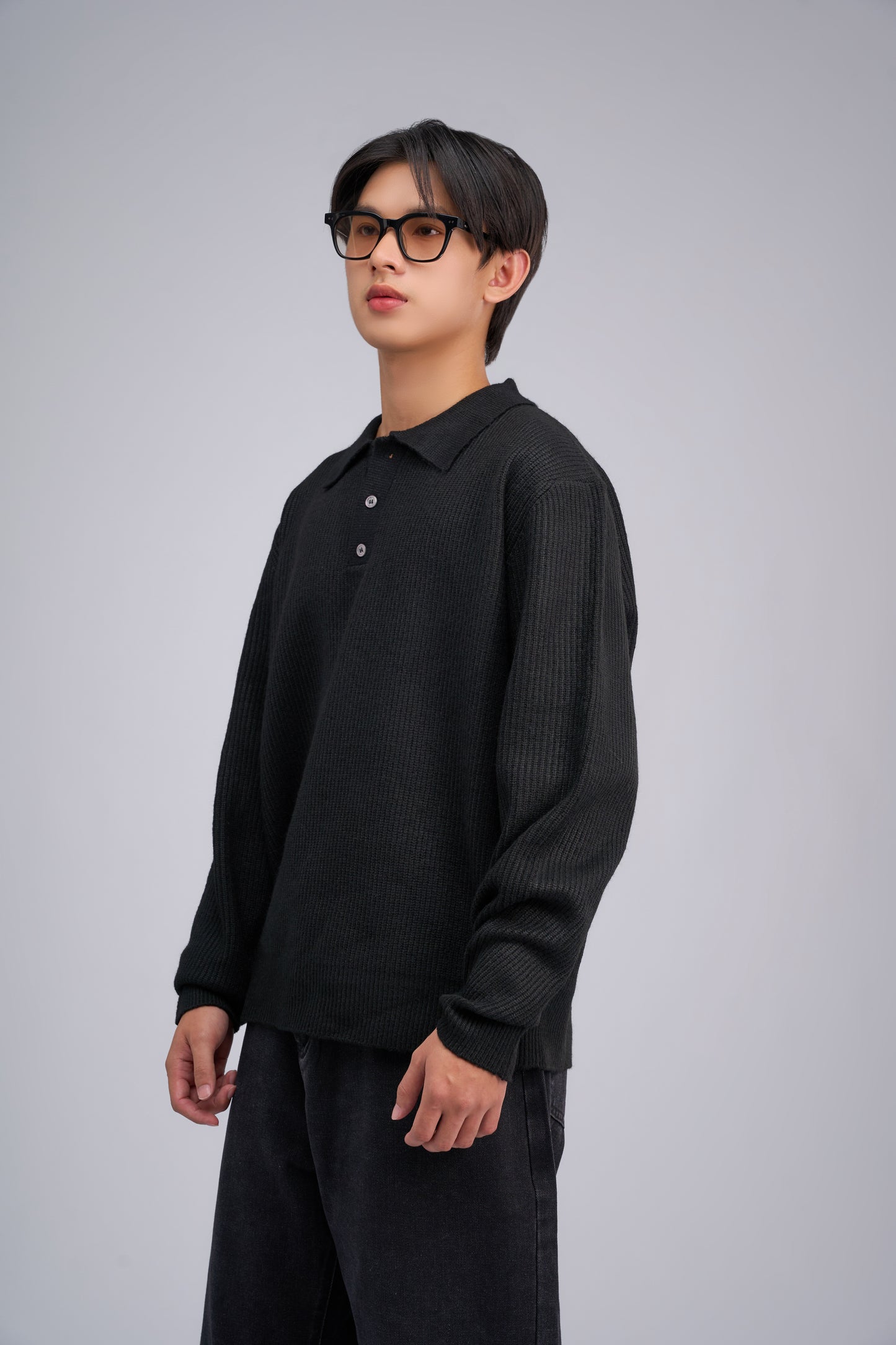FILLIP J Long-sleeve polo knit sweater