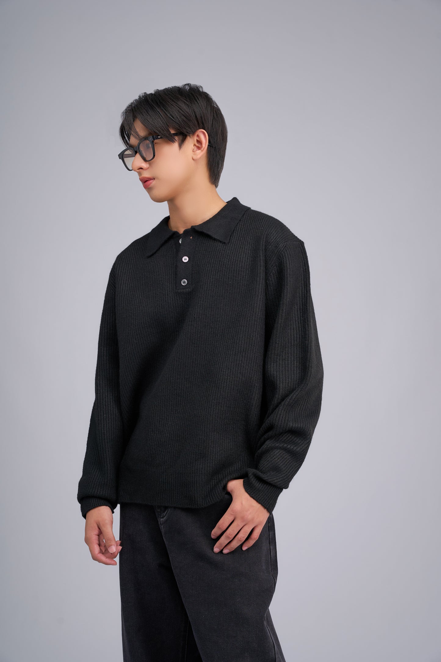 FILLIP J Long-sleeve polo knit sweater