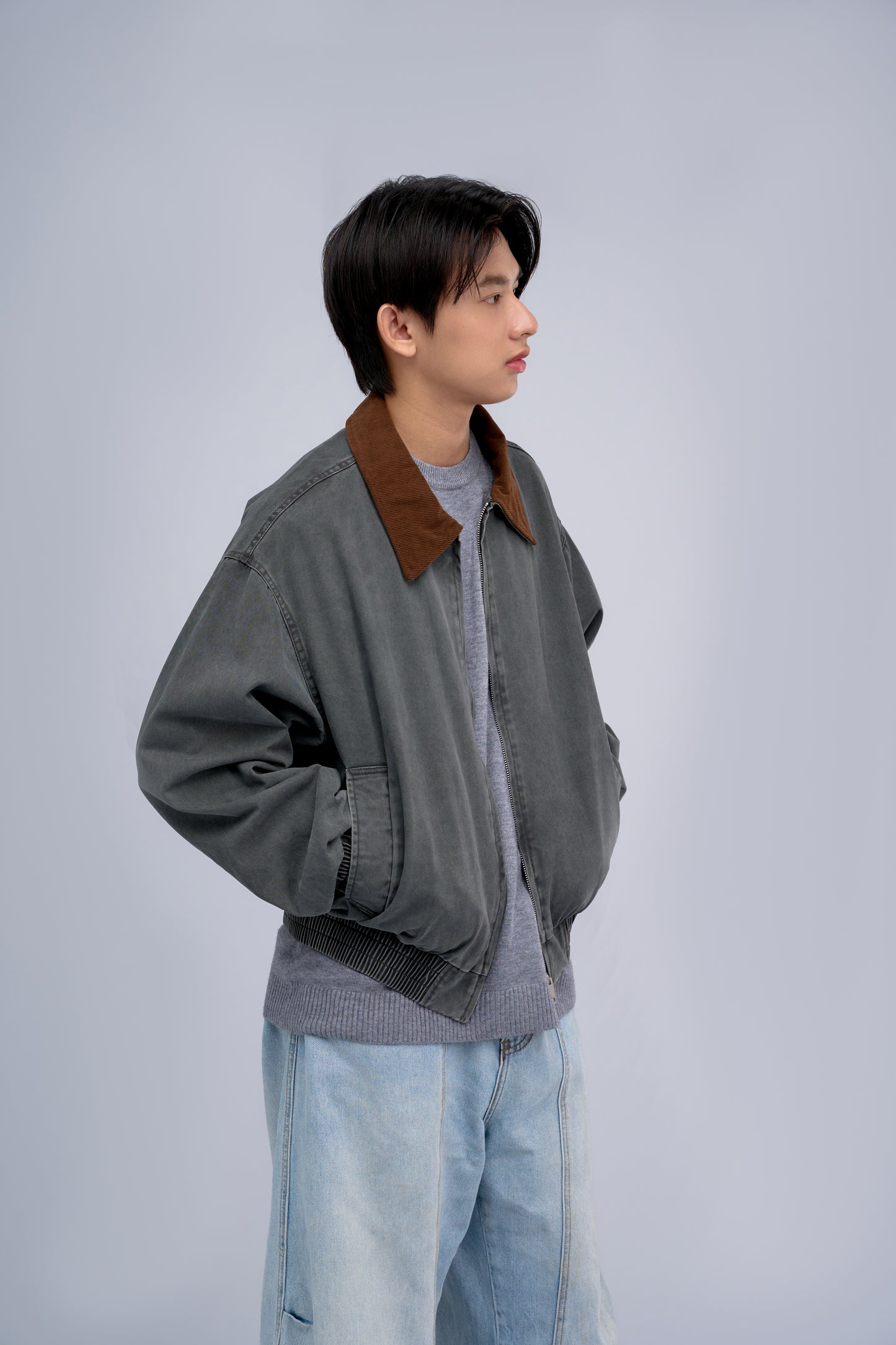 FILLIP J Unisex-Washed Cotton Jacket with Elastic Waist