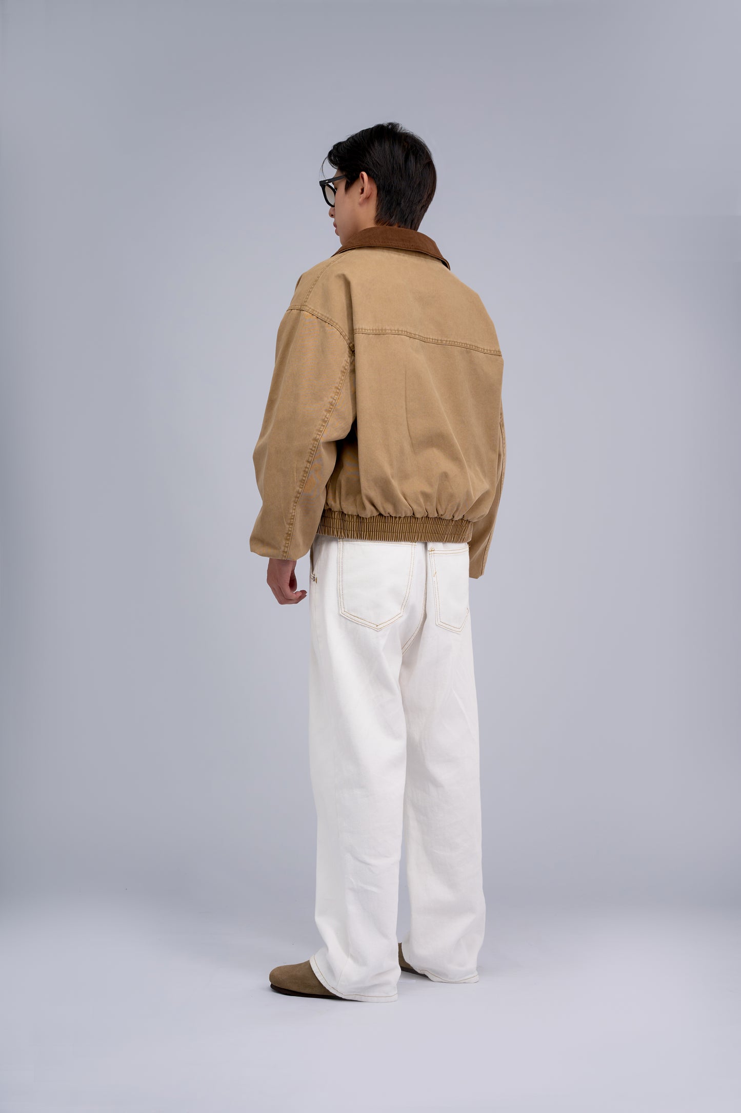 FILLIP J Unisex-Washed Cotton Jacket with Elastic Waist