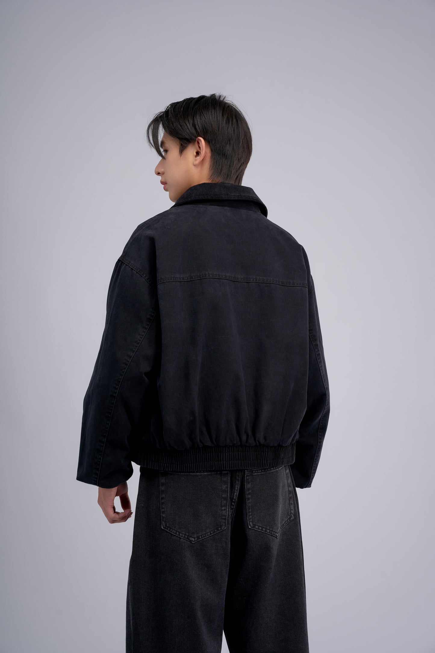 FILLIP J Unisex-Washed Cotton Jacket with Elastic Waist
