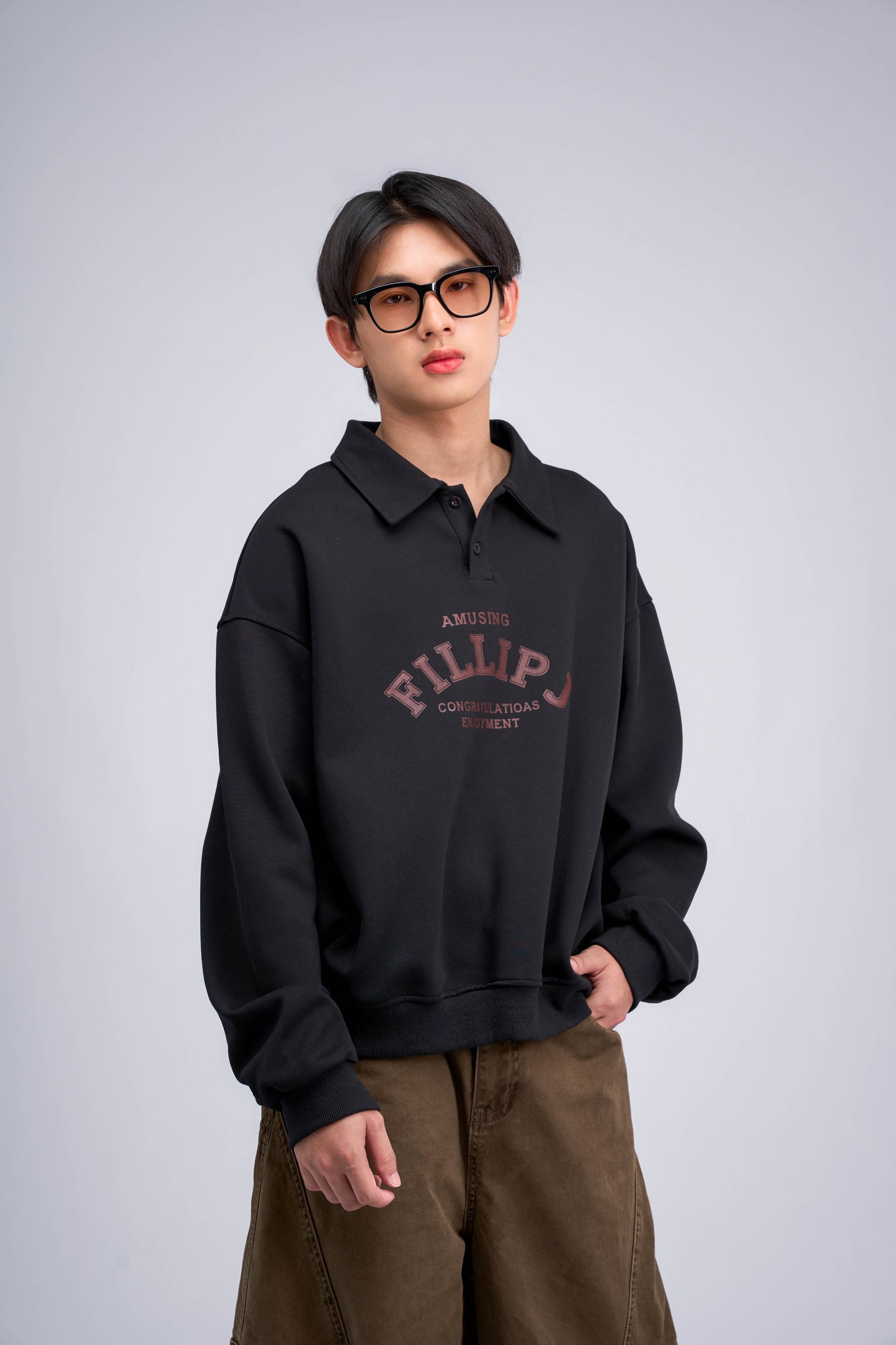 FILLIP J Collared Sweatshirt