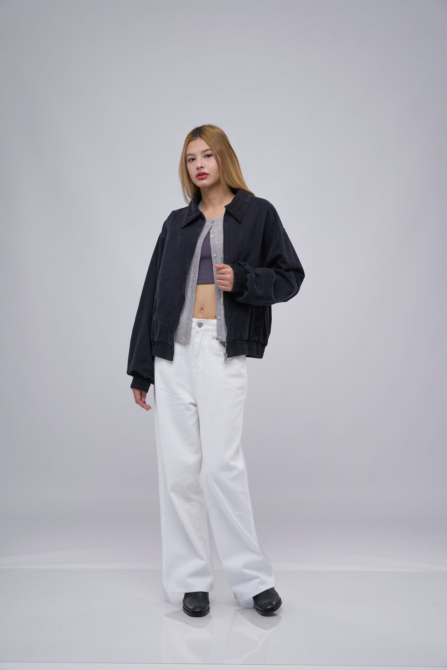 FILLIP J Unisex-Washed Cotton Jacket with Elastic Waist