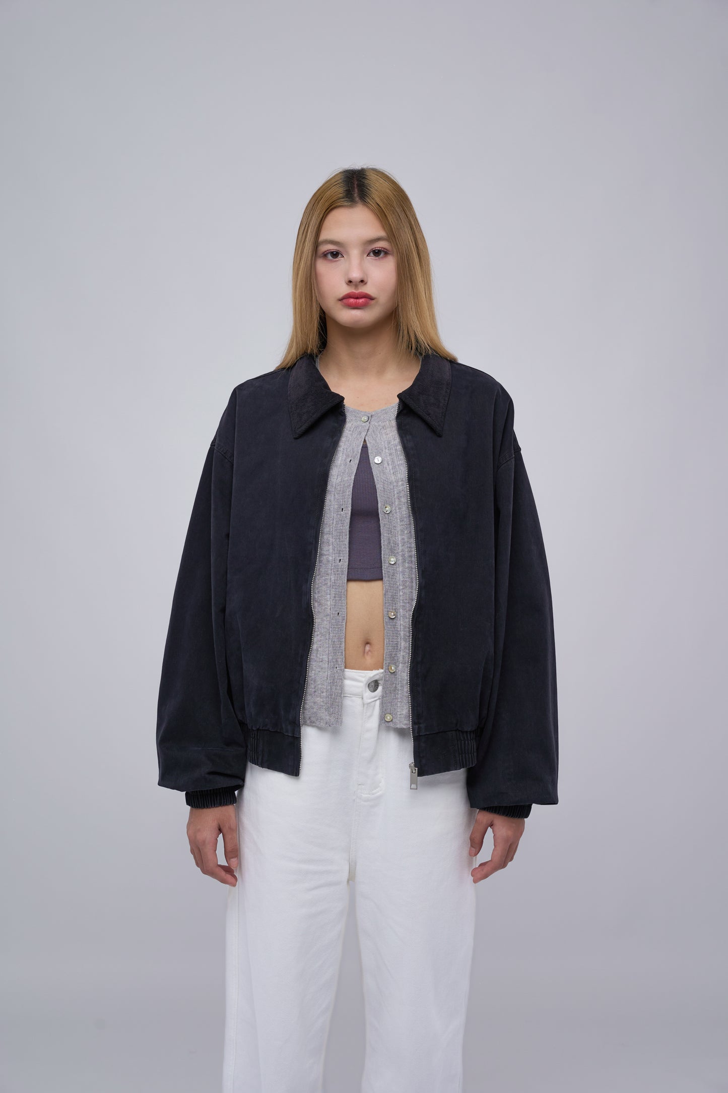 FILLIP J Unisex-Washed Cotton Jacket with Elastic Waist