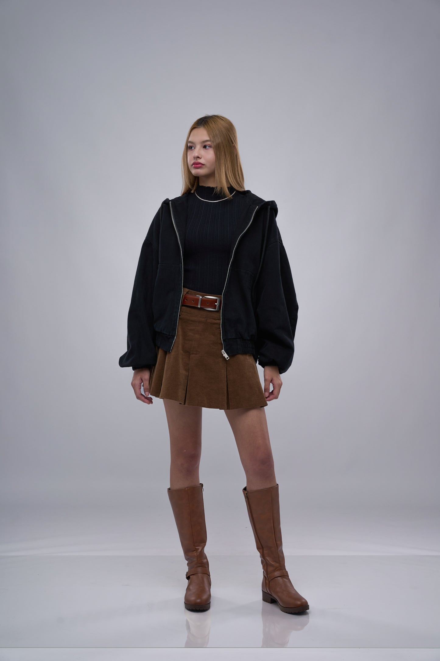 FILLIPJ Zip-through Hoodie Jacket - BLACK BROWN