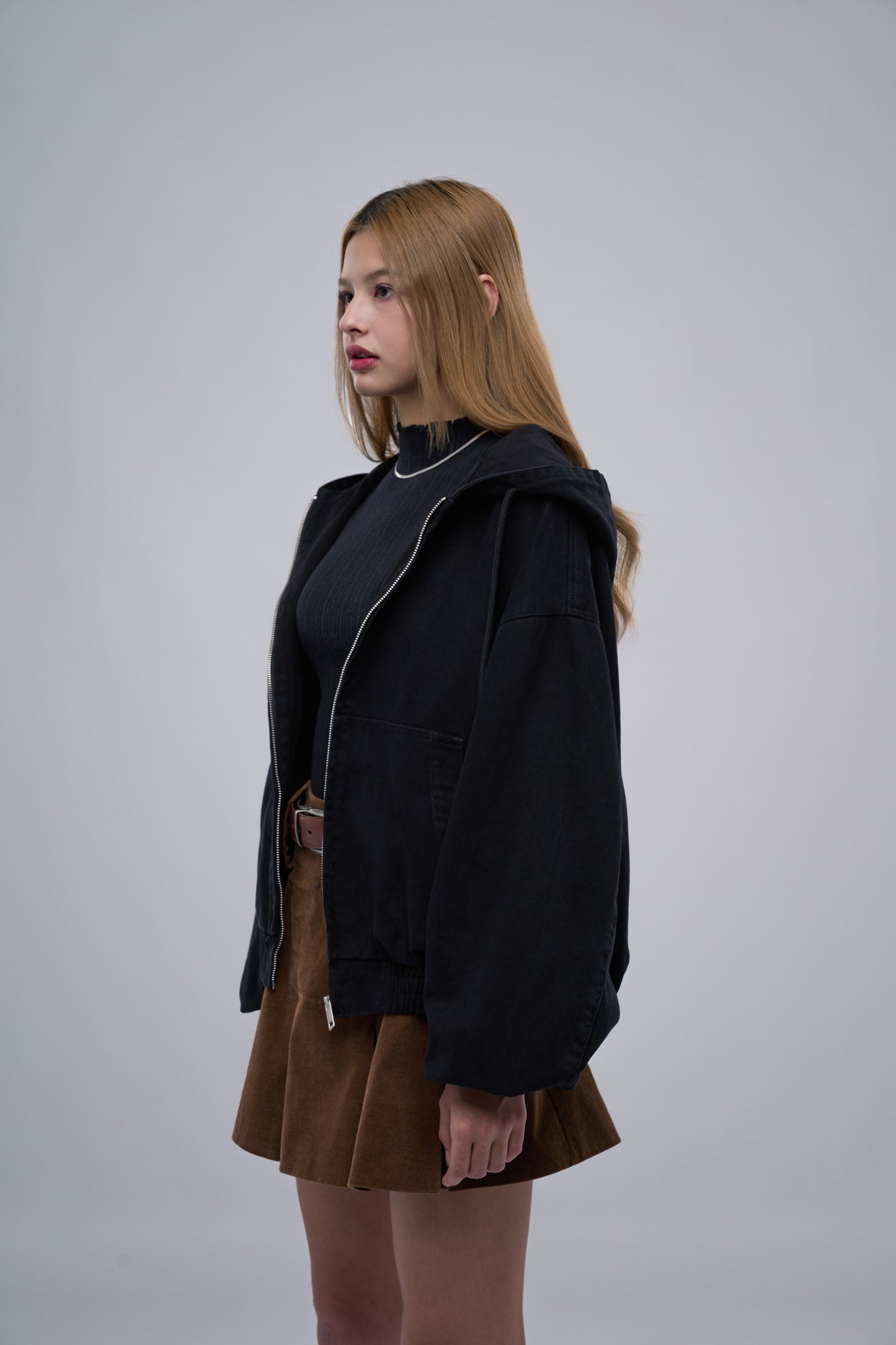 FILLIPJ Zip-through Hoodie Jacket - BLACK BROWN