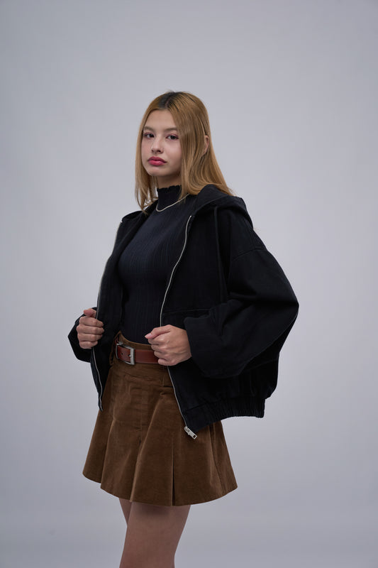 FILLIPJ Zip-through Hoodie Jacket - BLACK BROWN
