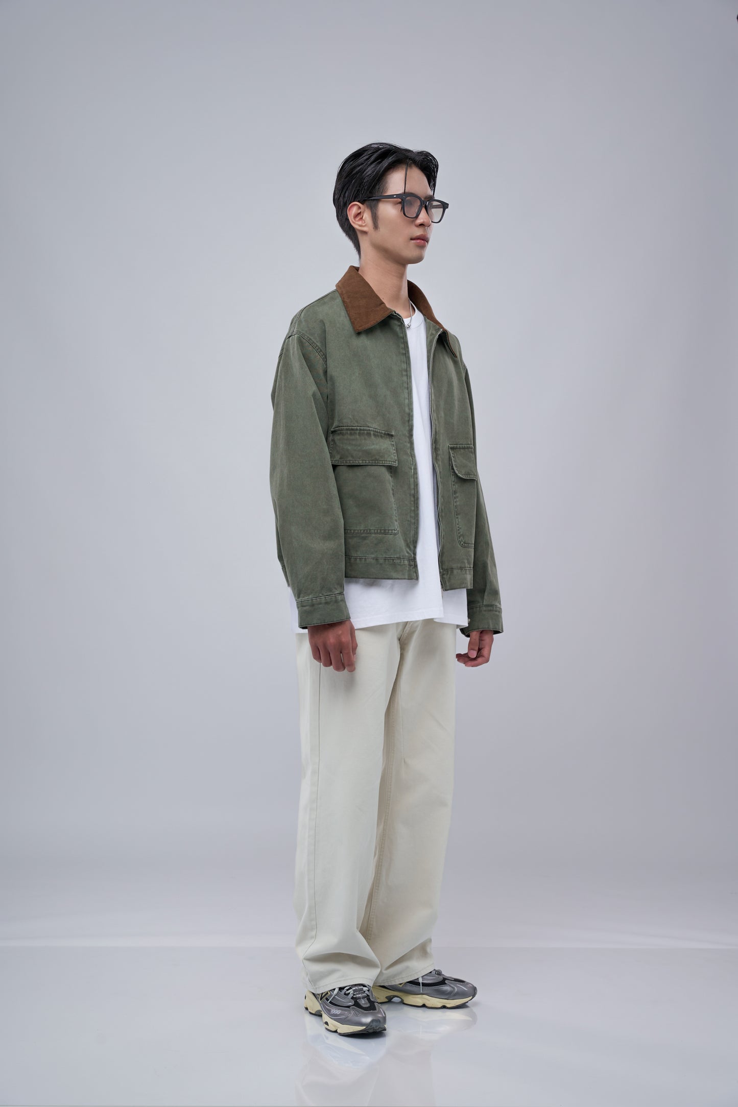 FILLIPJ Washed Cotton Jacket, Contrast Collar