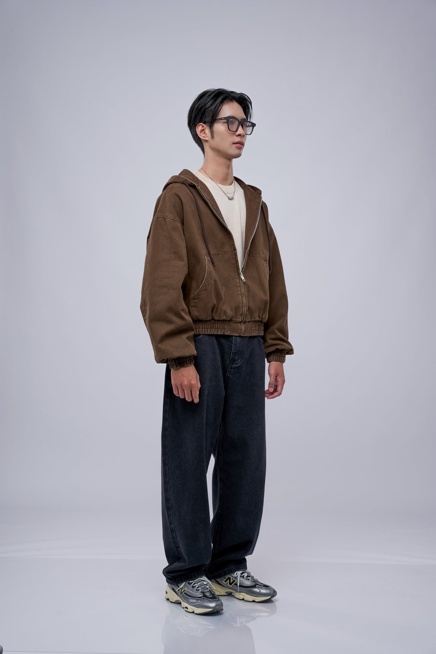 FILLIPJ Zip-through Hoodie Jacket - BLACK BROWN