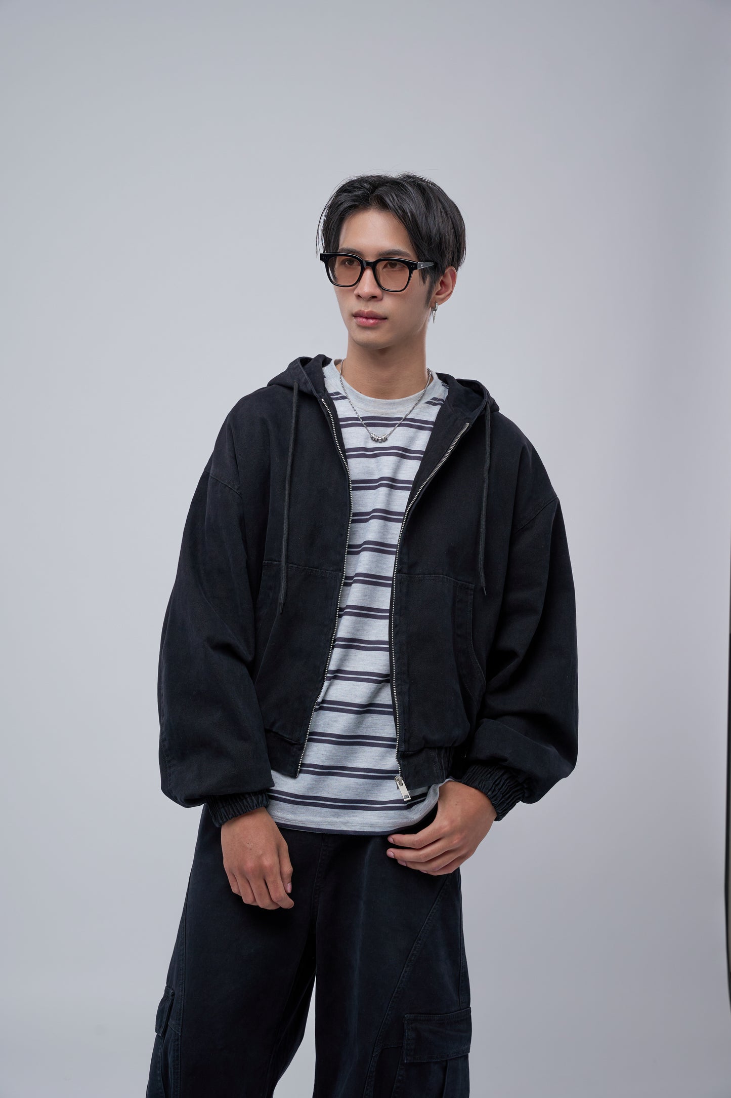 FILLIPJ Zip-through Hoodie Jacket - BLACK BROWN