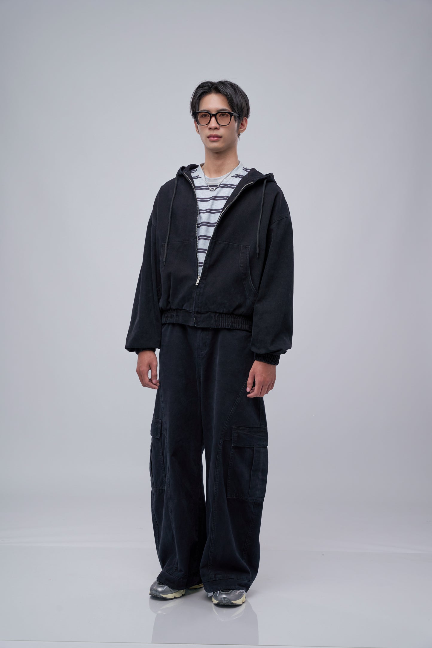 FILLIPJ Zip-through Hoodie Jacket - BLACK BROWN