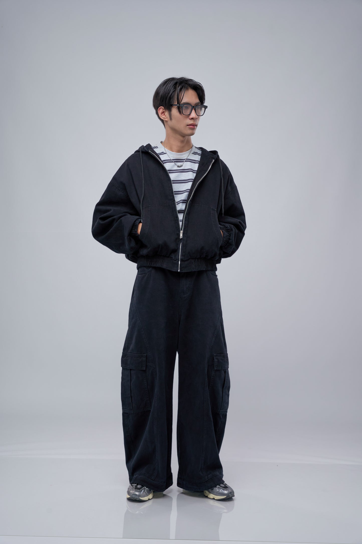 FILLIPJ Zip-through Hoodie Jacket - BLACK BROWN