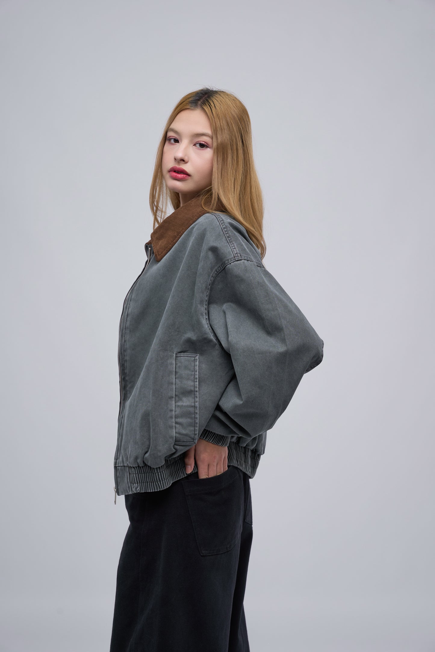 FILLIP J Unisex-Washed Cotton Jacket with Elastic Waist