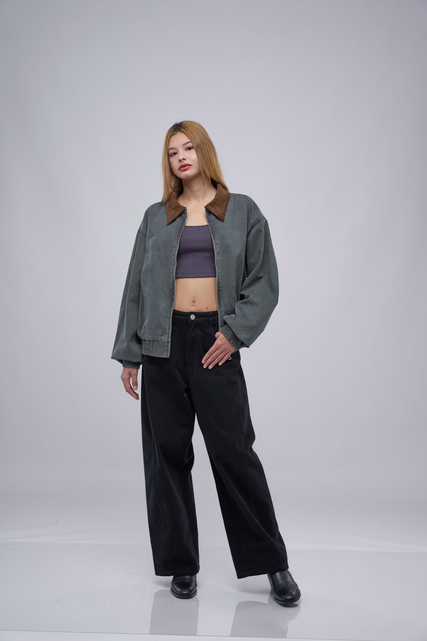 FILLIP J Unisex-Washed Cotton Jacket with Elastic Waist