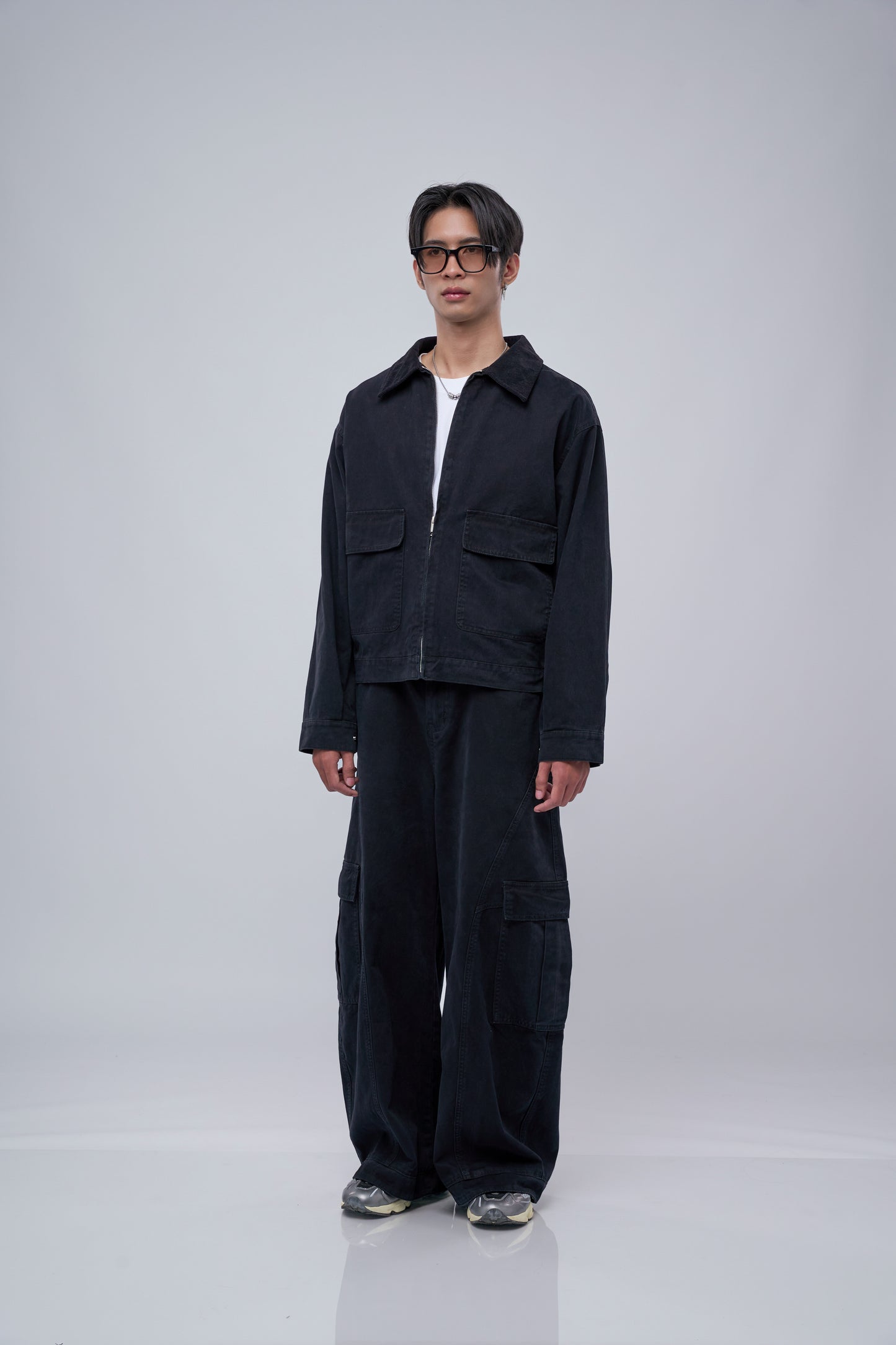 FILLIPJ Washed Cotton Jacket, Contrast Collar