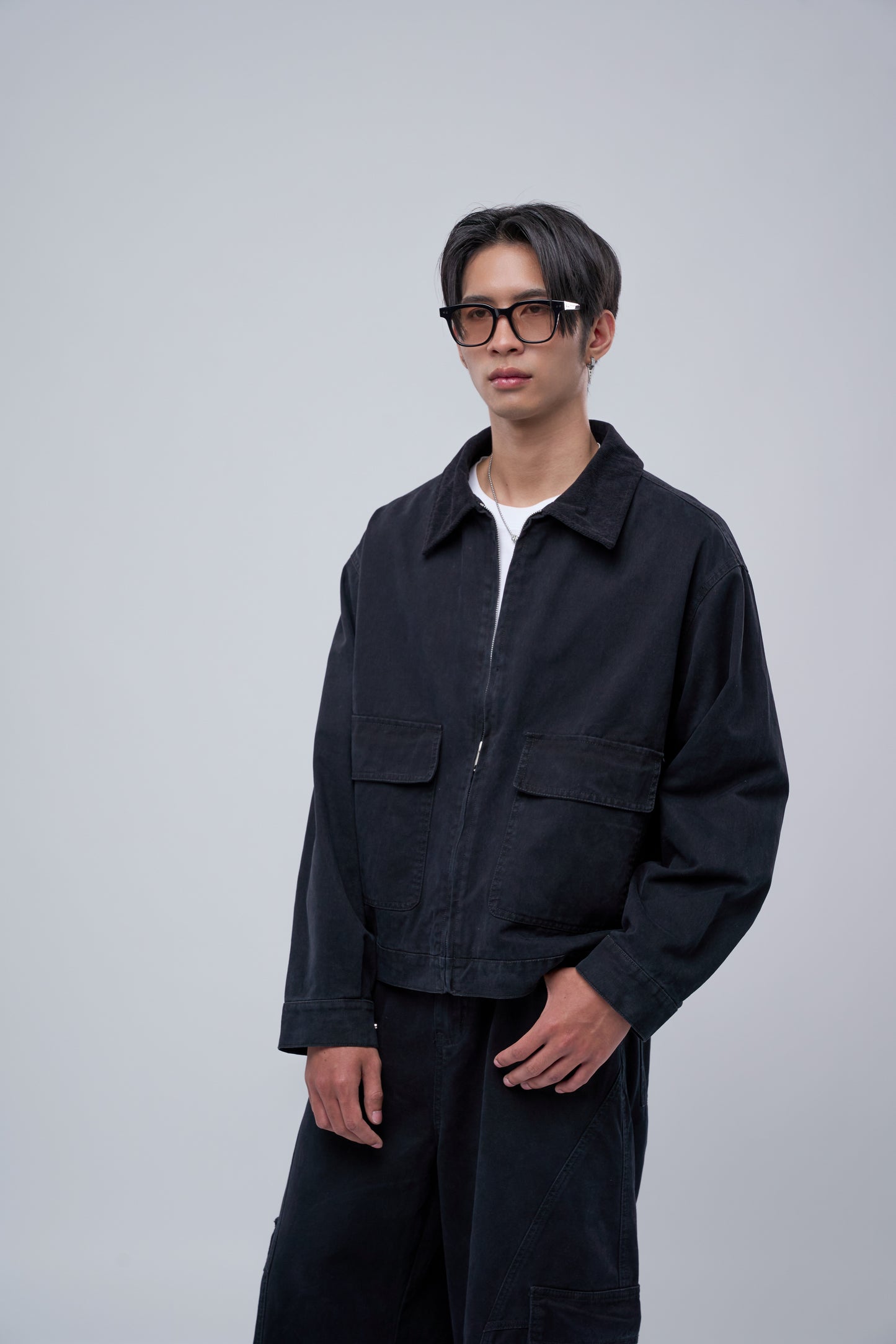 FILLIPJ Washed Cotton Jacket, Contrast Collar