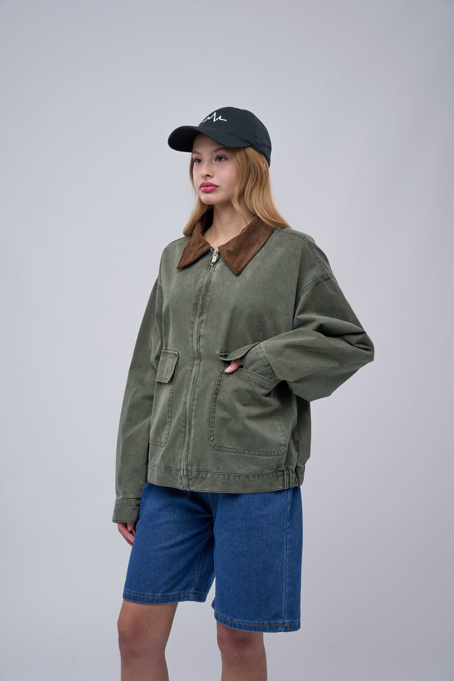 FILLIPJ Washed Cotton Jacket, Contrast Collar