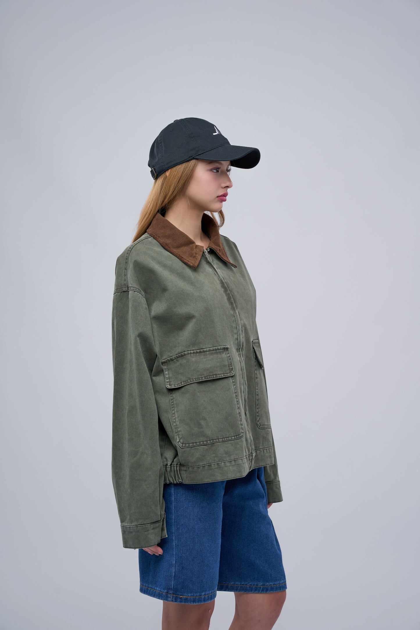 FILLIPJ Washed Cotton Jacket, Contrast Collar