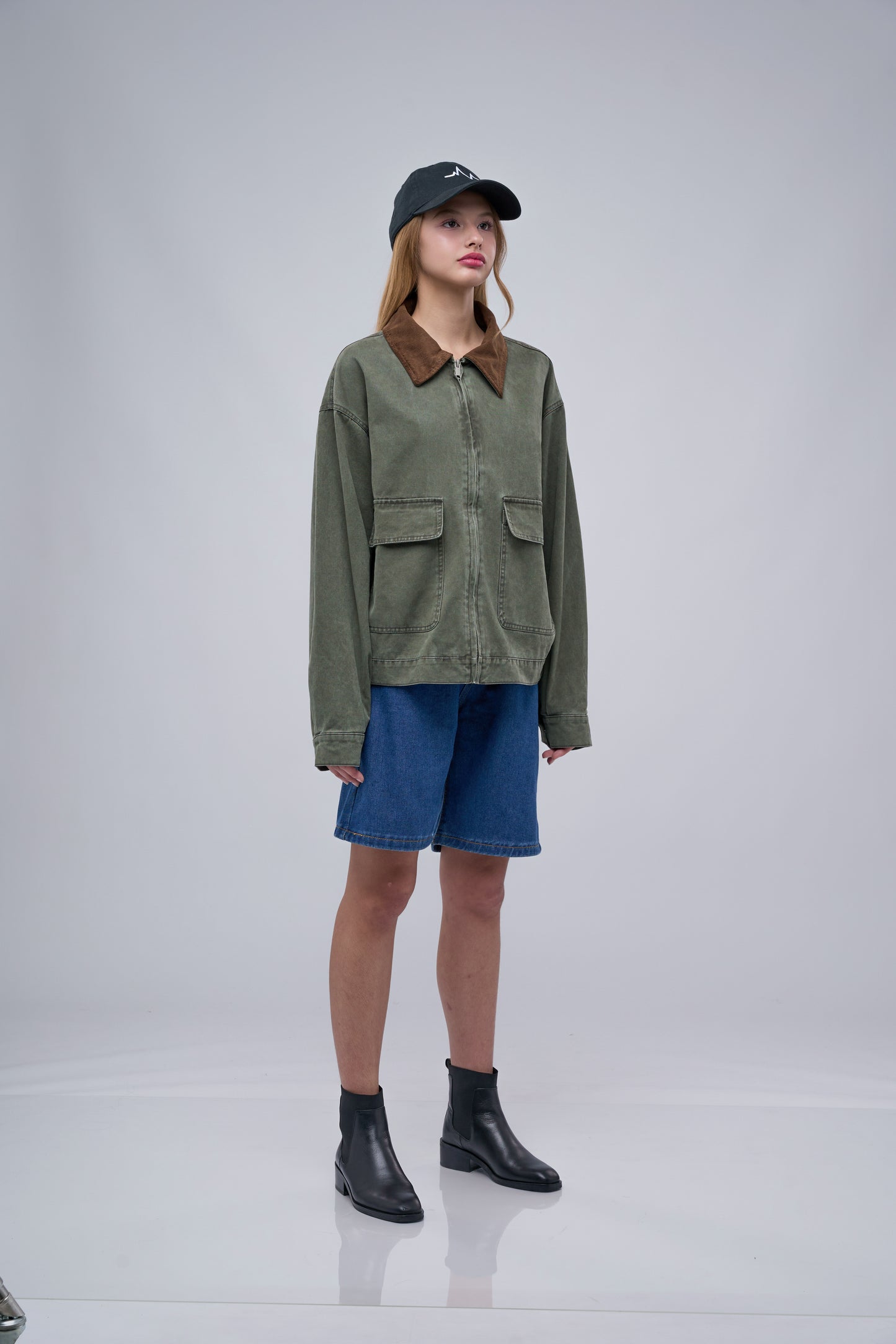 FILLIPJ Washed Cotton Jacket, Contrast Collar