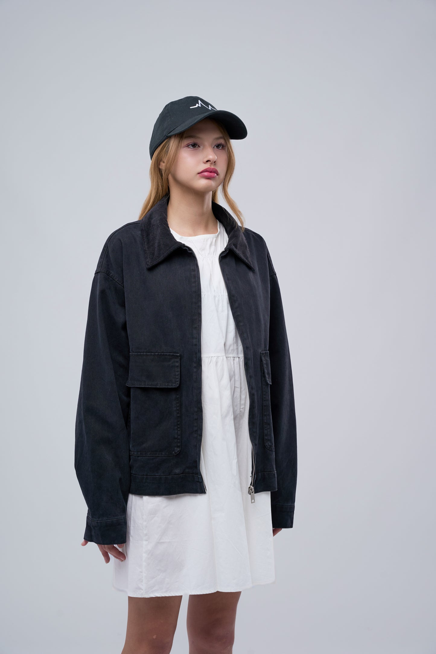 FILLIPJ Washed Cotton Jacket, Contrast Collar