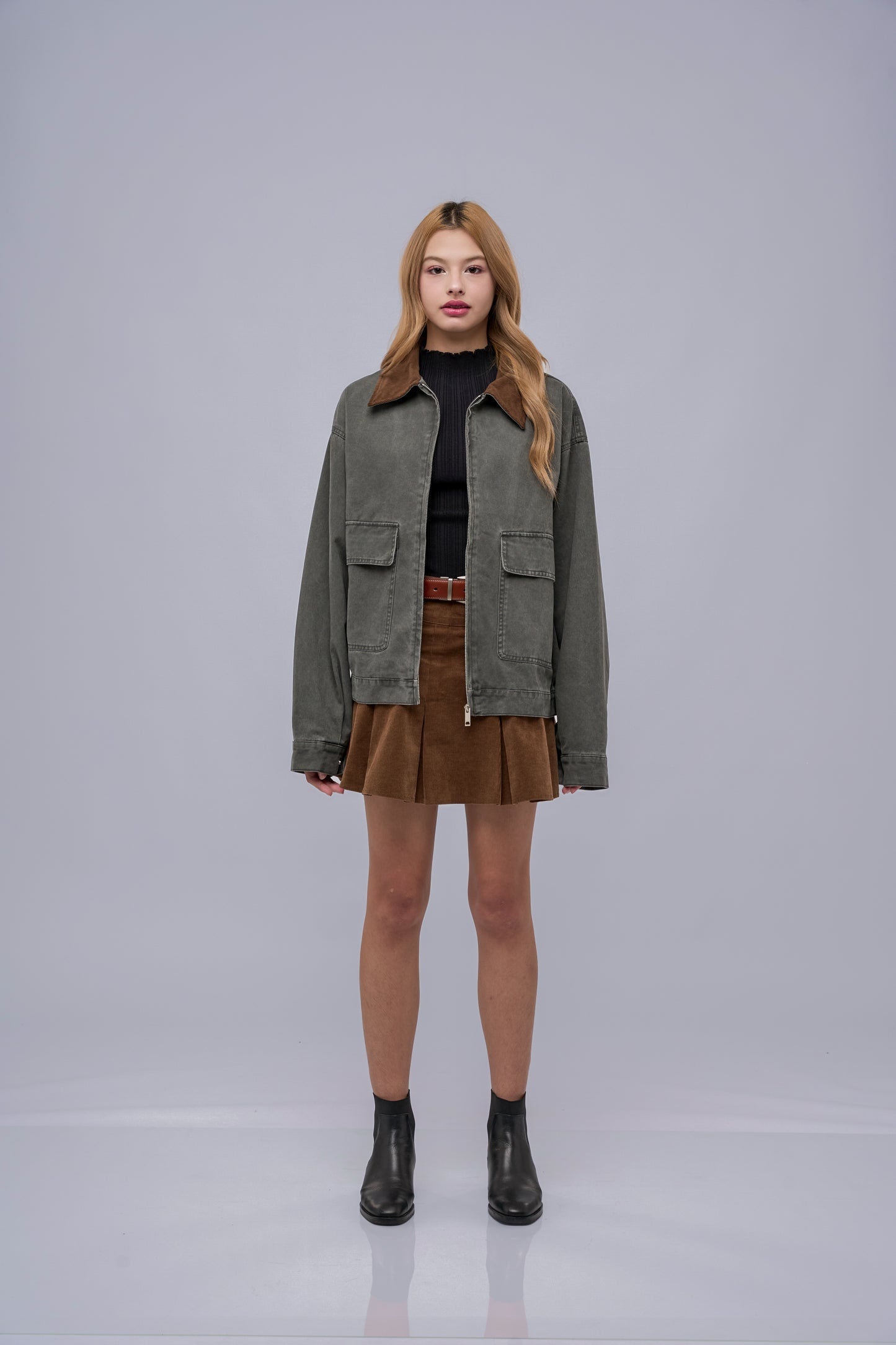 FILLIPJ Washed Cotton Jacket, Contrast Collar
