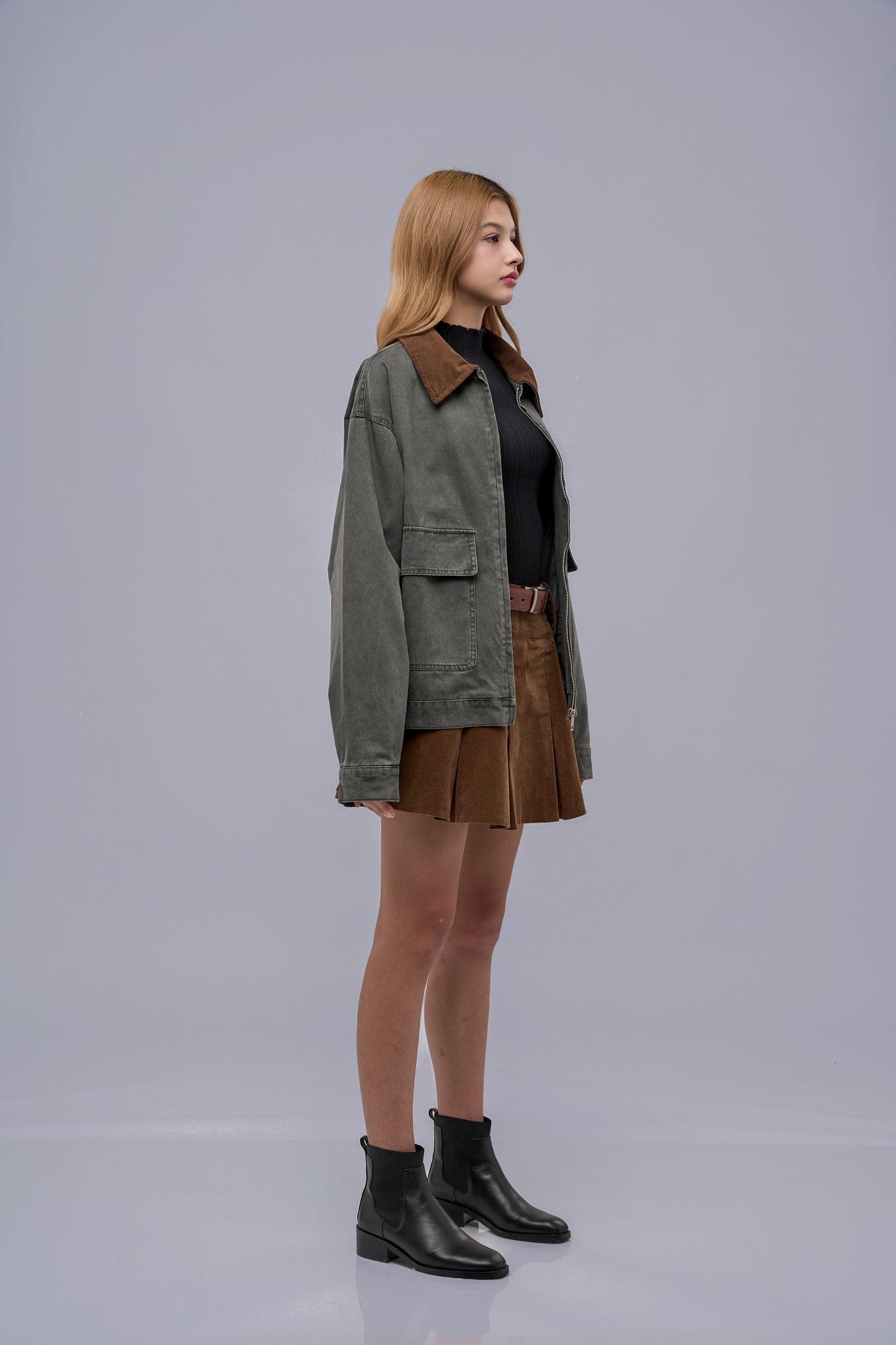 FILLIPJ Washed Cotton Jacket, Contrast Collar
