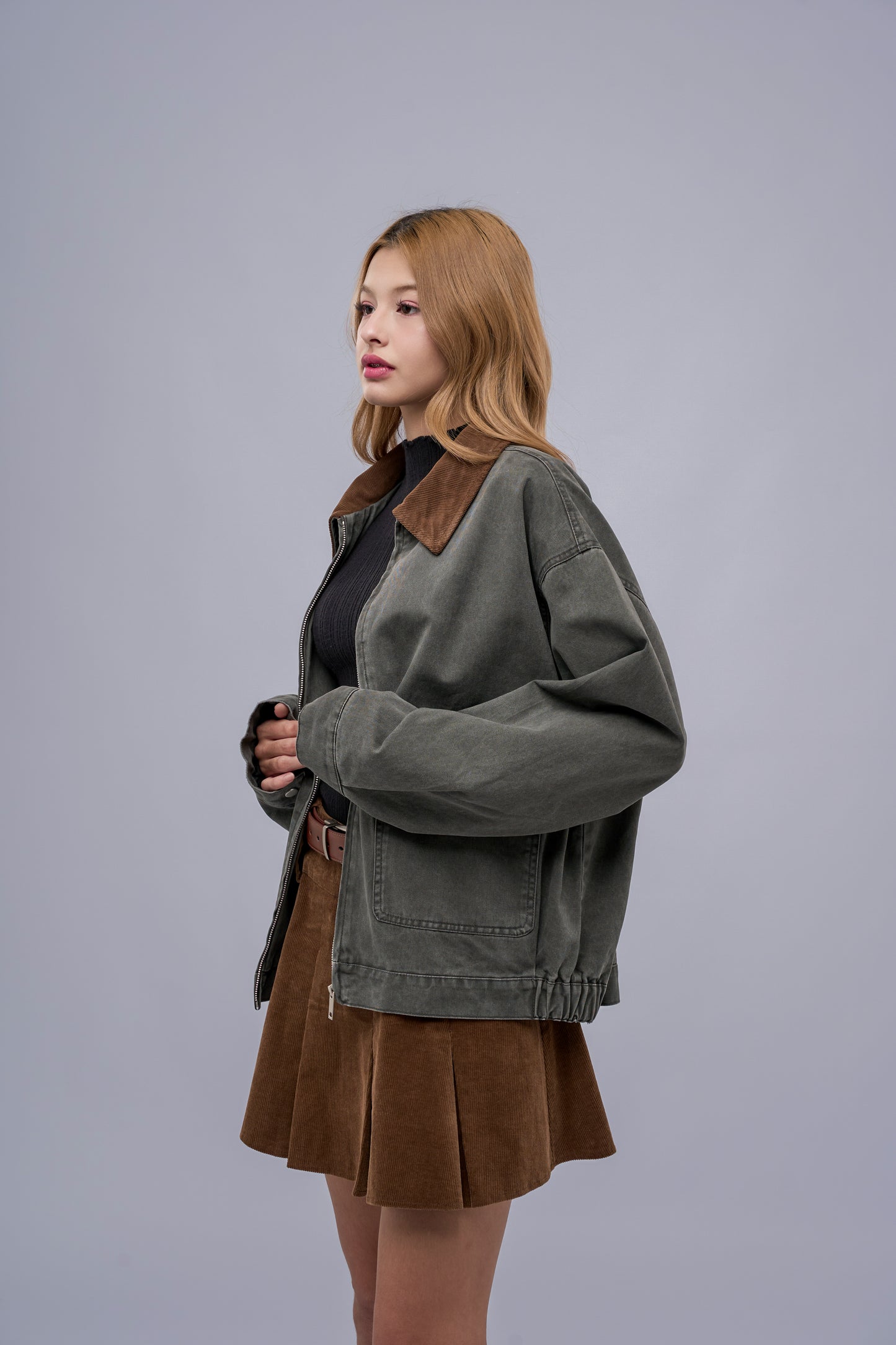 FILLIPJ Washed Cotton Jacket, Contrast Collar